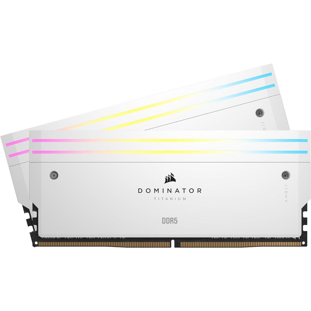 CORSAIR DOMINATOR TITANIUM RGB 48GB (2x24GB) DDR5 RAM 7200MT/s CL36 Memory Kit — White