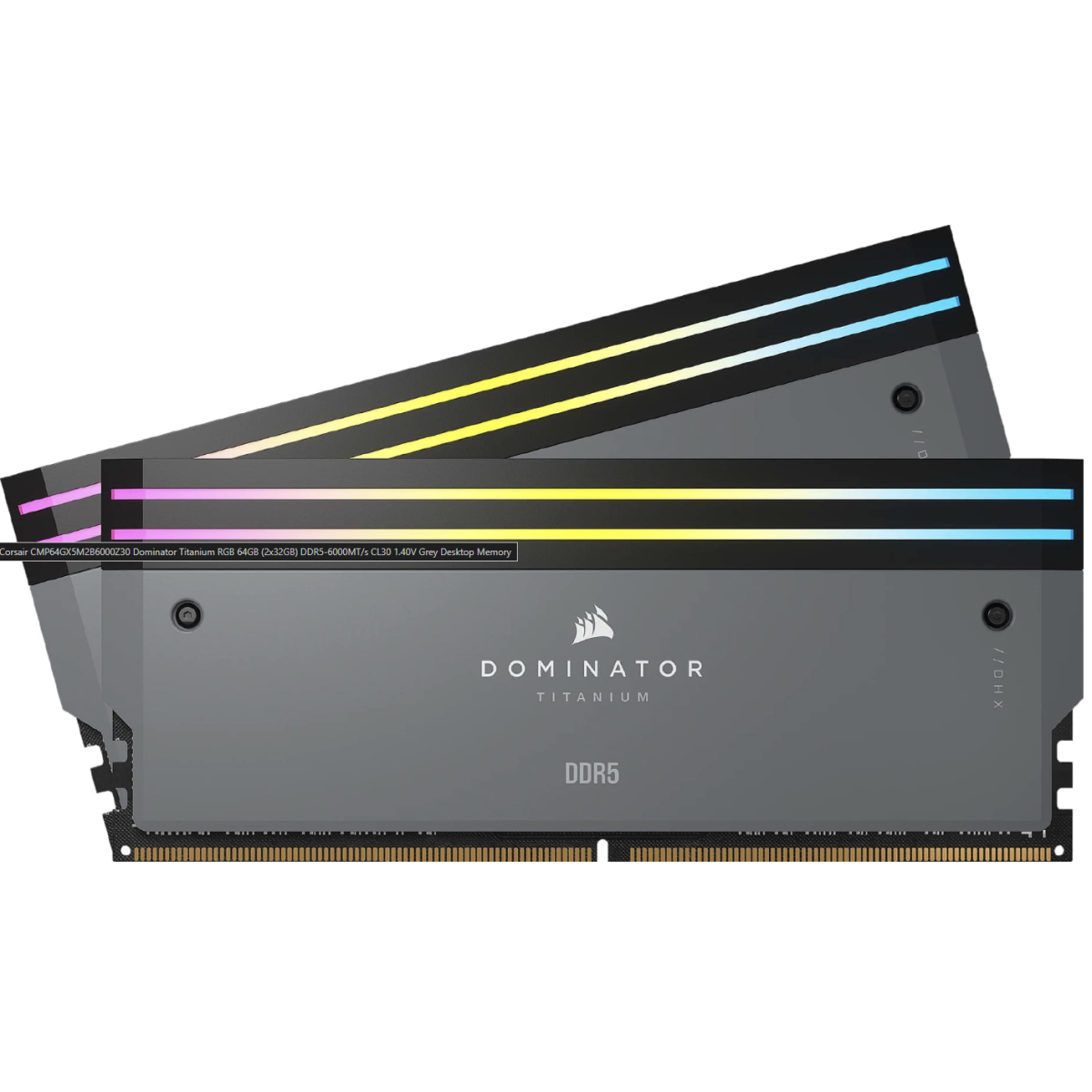 CORSAIR DOMINATOR TITANIUM RGB 64GB (2x32GB) DDR5 RAM 6000MT/s CL30 Memory Kit — Grey