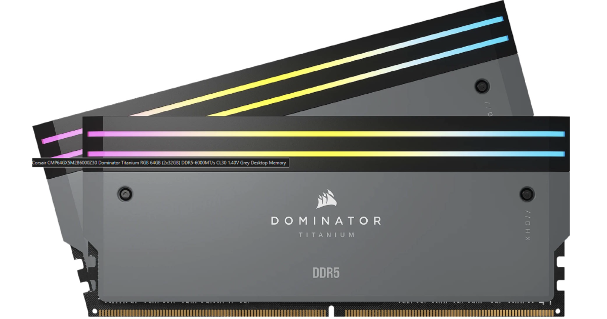 CORSAIR DOMINATOR TITANIUM RGB 64GB (2x32GB) DDR5 RAM 6000MT/s CL30 ...