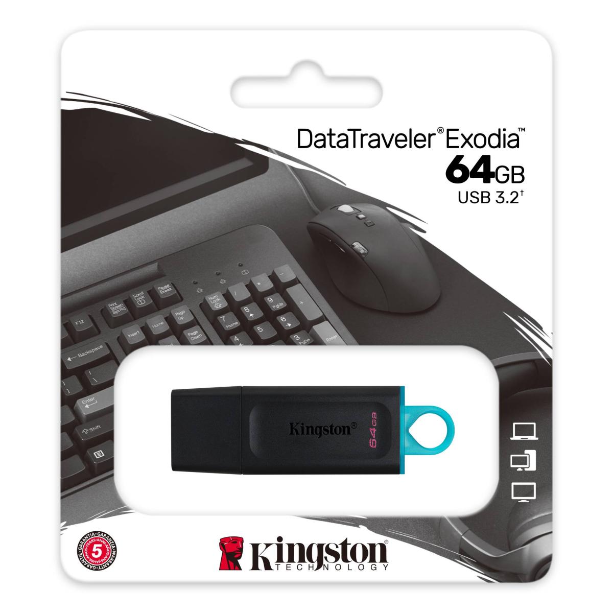 Kingston DataTraveler Exodia USB Flash Drive Single Pack USB 3.2 Gen 1 - 64GB
