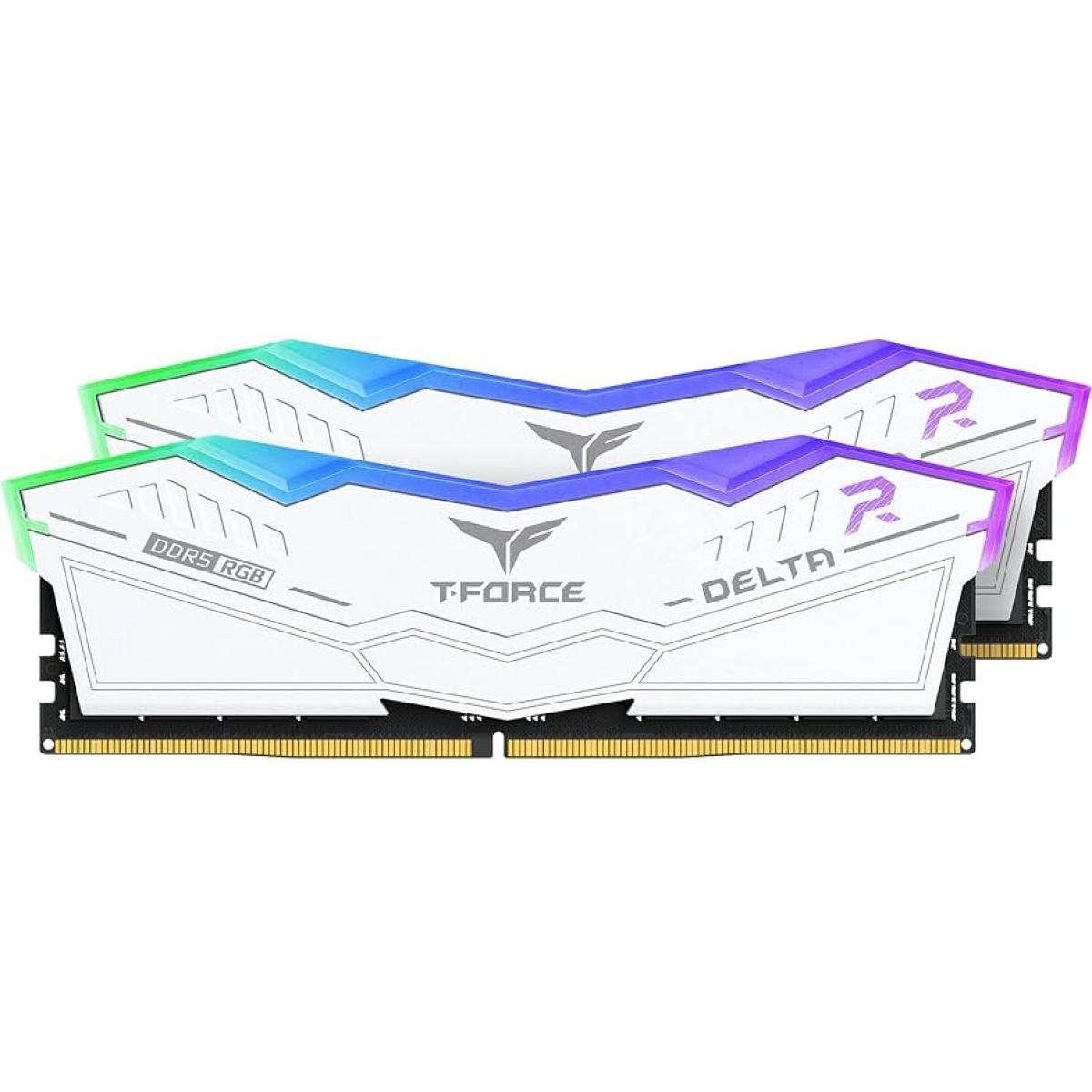 TEAMGROUP T-Force Delta RGB 32GB Kit (2x16) 6000MHz CL30 DDR5 Desktop Memory - White