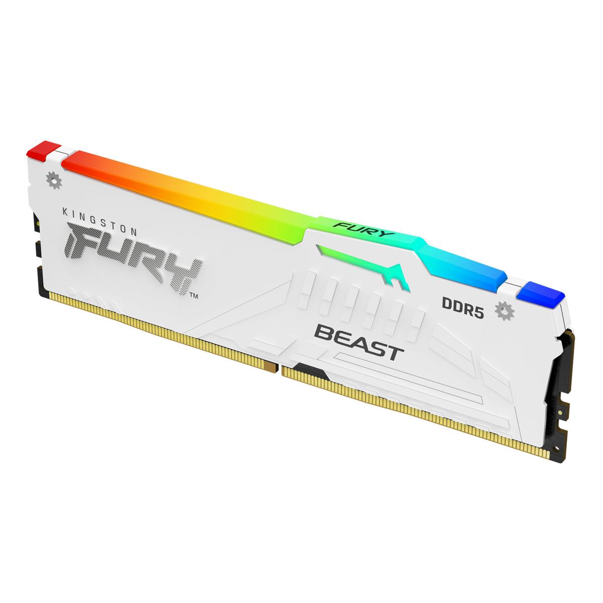 KingSton Fury Beast RGB Single 16GB DDR5 5200MT/s-CL40 Desktop Memory (White)