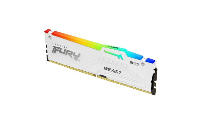 KingSton Fury Beast RGB Single 16GB DDR5 6000MT/s-CL36 Desktop Memory (White)