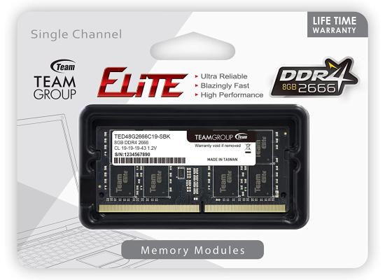 TEAMGROUP ELITE SO-DIMM Single 8GB 2666MHz CL19 DDR4 LAPTOP MEMORY