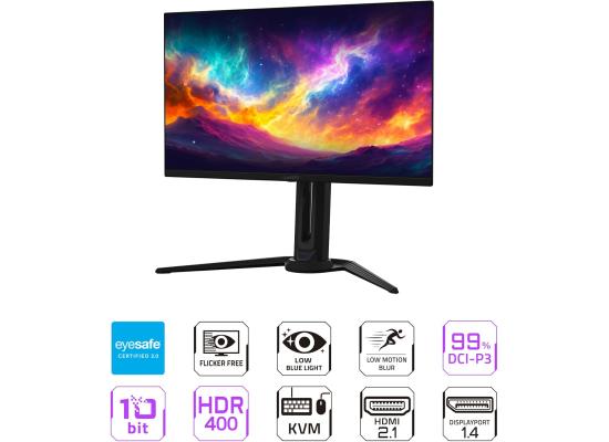 GIGABYTE AORUS FO27Q3 27" 2K QHD (2560 x 1440) Flat Gaming Monitor, QD-OLED, 360Hz, 0.03ms GTG, 99% DCI-P3,HDR 400, 10bit w/ Ergonomic Stand, USB Type-C, KVM & Speakers