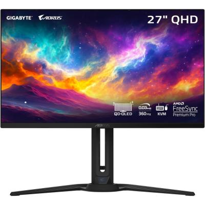 AORUS FO27Q3 27" 2K QHD (2560 x 1440) Flat Gaming Monitor, QD-OLED, 360Hz, 0.03ms GTG, 99% DCI-P3,HDR 400, 10bit w/ Ergonomic Stand, USB Type-C, KVM & Speakers