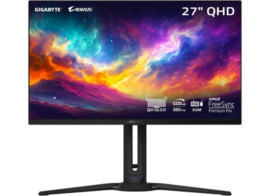 AORUS FO27Q3 27" 2K QHD (2560 x 1440) Flat Gaming Monitor, QD-OLED, 360Hz, 0.03ms GTG, 99% DCI-P3,HDR 400, 10bit w/ Ergonomic Stand, USB Type-C, KVM & Speakers