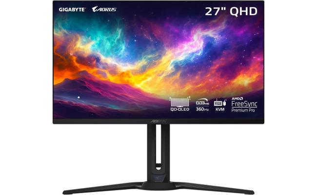AORUS FO27Q3 27" 2K QHD (2560 x 1440) Flat Gaming Monitor, QD-OLED, 360Hz, 0.03ms GTG, 99% DCI-P3,HDR 400, 10bit w/ Ergonomic Stand, USB Type-C, KVM & Speakers