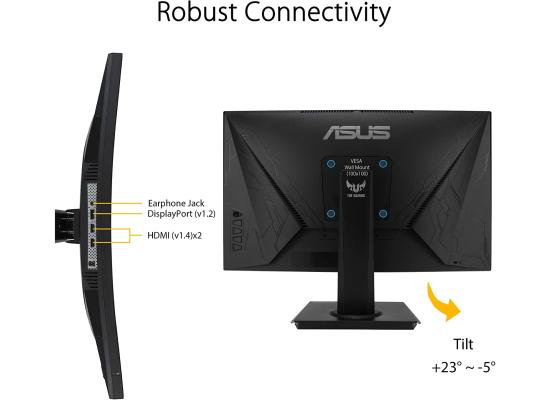ASUS TUF Gaming VG24VQE 23.6" Full HD Curved 1500R, 165Hz, 1ms,VA Panel , FreeSync Premium Monitor, Tilt Stand