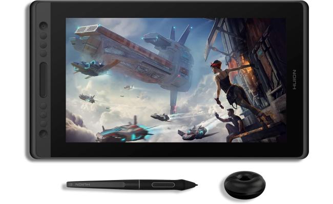 HUION KAMVAS Pro 16 Premium Graphics Drawing Tablet Anti-glare Screen (Pen Display) w/ Stylus Pen, 15.6, FHD, IPS, 120% sRGB,16.7M (8bit), 178° Viewing Angle, Touch Bar - For PC/MAC/Linux (Silver Black)