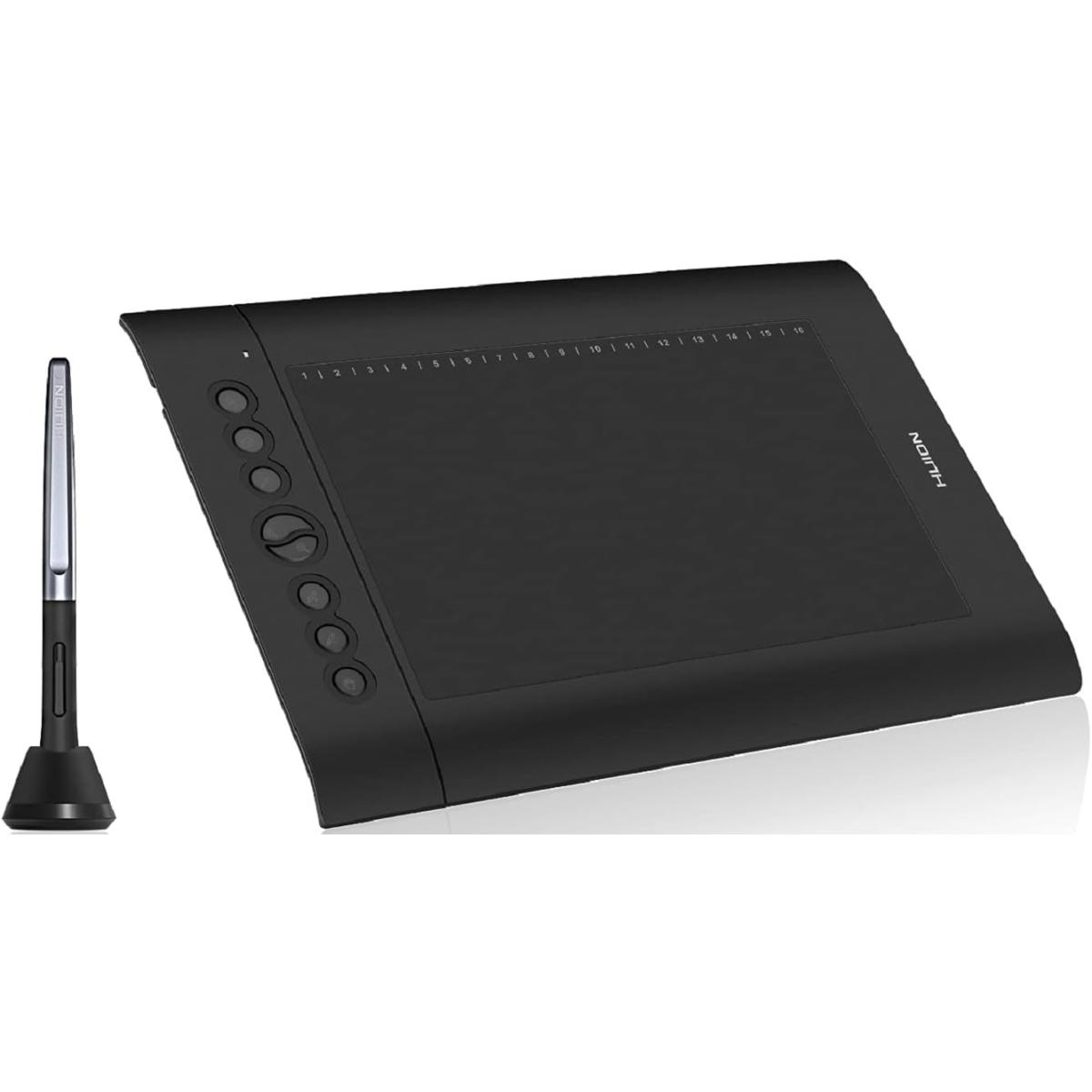 HUION H610PRO V2 Graphics Drawing Tablet Anti-glare Screen (Pen Display) w/ Battery-free stylus Pen, Mini USB, 10" 8 customizable express Keys on tablet + 16 soft keys Above : - For PC/MAC/(Black)