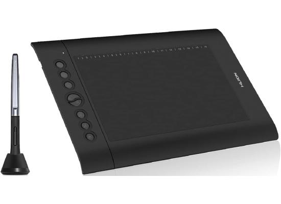 HUION H610PRO V2 Graphics Drawing Tablet Anti-glare Screen (Pen Display) w/ Battery-free stylus Pen, Mini USB, 10" 8 customizable express Keys on tablet + 16 soft keys Above  :  - For PC/MAC/(Black)