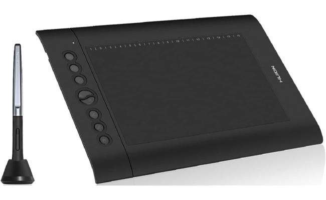 HUION H610PRO V2 Graphics Drawing Tablet Anti-glare Screen (Pen Display) w/ Battery-free stylus Pen, Mini USB, 10" 8 customizable express Keys on tablet + 16 soft keys Above  :  - For PC/MAC/(Black)