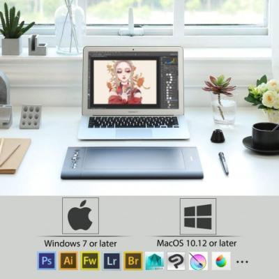 HUION H610PRO V2 Graphics Drawing Tablet Anti-glare Screen (Pen Display) w/ Battery-free stylus Pen, Mini USB, 10" 8 customizable express Keys on tablet + 16 soft keys Above  :  - For PC/MAC/(Black)