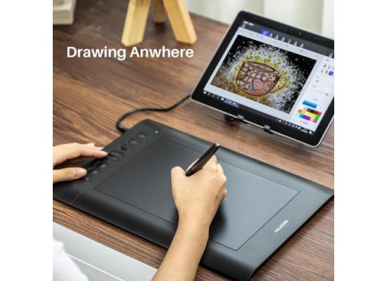 HUION H610PRO V2 Graphics Drawing Tablet Anti-glare Screen (Pen Display) w/ Battery-free stylus Pen, Mini USB, 10" 8 customizable express Keys on tablet + 16 soft keys Above  :  - For PC/MAC/(Black)
