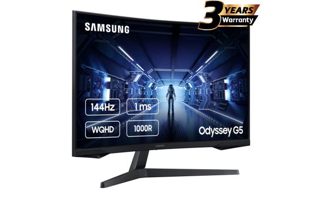 SAMSUNG 32" Odyssey G5 2K WQHD (2560 X 1440) VA,  HDR10 Gaming Monitor with 1000R Curved Screen, 144Hz, 1ms, FreeSync Premium