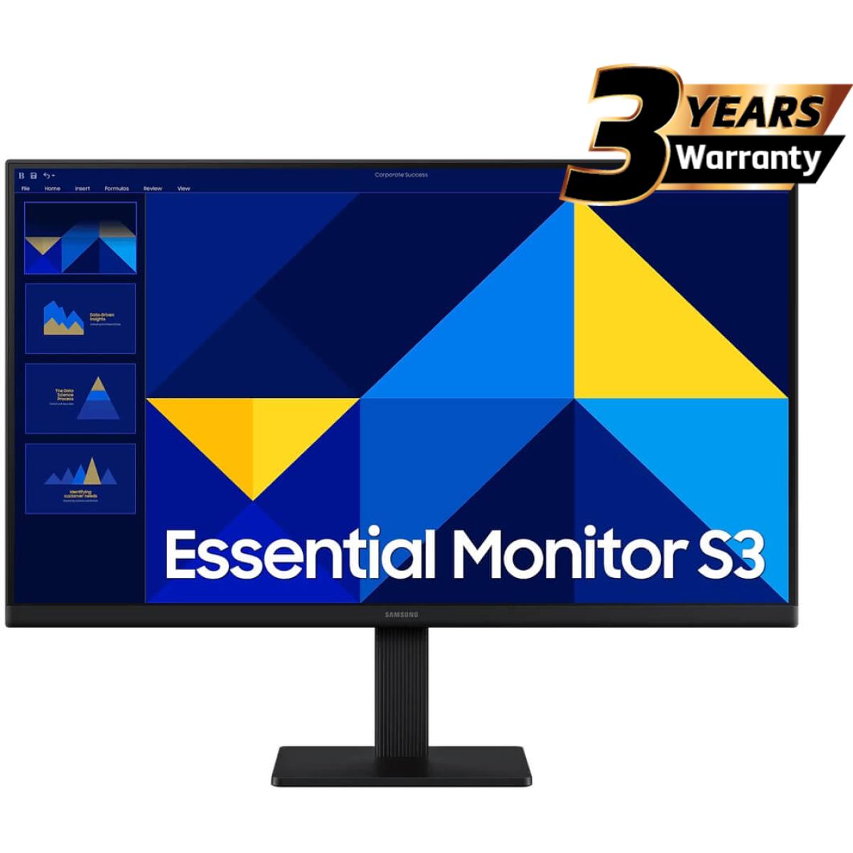 Samsung S3 Essential (D300) 24" Full-HD, IPS Flat Monitor, 100Hz, 5MS (GTG), Super Slim Design, Eye-Care Mode & Flicker Free