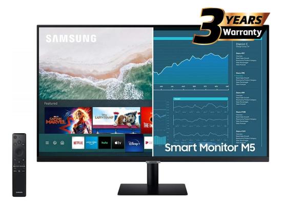 SAMSUNG M5 (BM500) 27" FHD HDR10 Smart Monitor 4ms (GTG),1B Colors & USB Ports - with Netflix, YouTube & Apple TV Streaming
