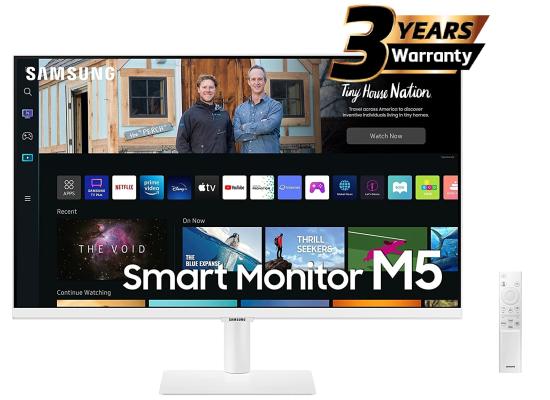 SAMSUNG M5 (BM501) 32" FHD HDR10 Smart Monitor 4ms (GTG),1B Colors & USB Ports - with Netflix, YouTube & Apple TV Streaming - White