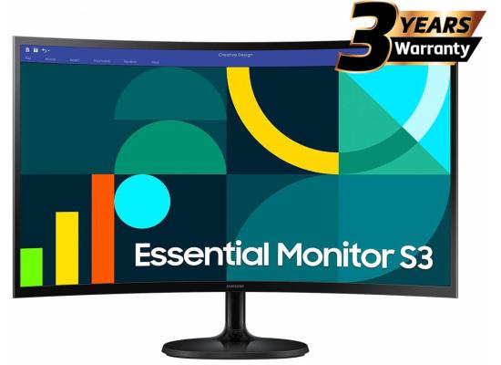Samsung S3 Essential (D362) 27" Full-HD, VA Curved Monitor, 100Hz, 4MS (GTG), Narrow Border Design, Eye-Care Mode & Flicker Free