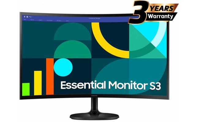 Samsung S3 Essential (D362) 27" Full-HD, VA Curved Monitor, 100Hz, 4MS (GTG), Narrow Border Design, Eye-Care Mode & Flicker Free