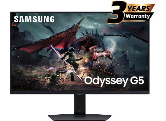 Samsung Odyssey G5 2024 (DG502), 27" Flat Monitor IPS 2K (2560 x 1440) 180Hz 1ms(GTG), DisplayHDR 400, 99% sRGB, 8 Bit, AMD FreeSync w/ Ergonomic Stand 
