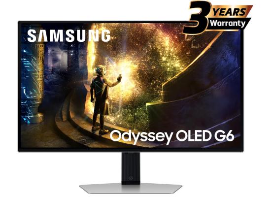 Samsung Odyssey OLED G6 (DG612) 27" Flat Monitor 2K (2560 x 1440) 240Hz, 0.03ms(GTG), Quantum Dot, HDR10+, 99% DCI Coverage, 10Bit, HDMI 2.1, G-Sync compatible w/ Sleek Metal Design & Ergonomic Stand 