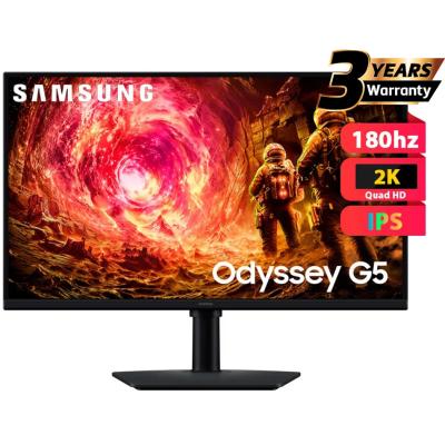 Samsung Odyssey G5 2026 (FG502E) 27" Flat Monitor IPS 2K (2560 x 1440) 180Hz 1ms(GTG), HDR10, 99% sRGB, 8 Bit, G-Sync Compatible w/ Ergonomic Stand
