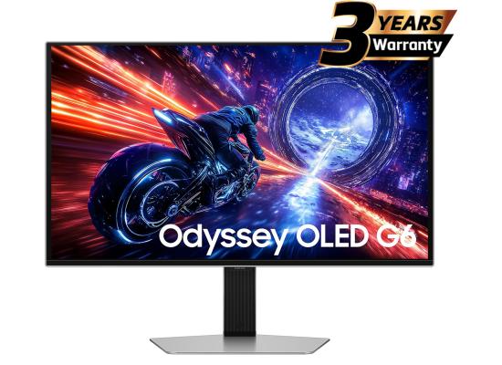 Samsung Odyssey OLED G6 (FG602) 27" Flat Monitor 2K (2560 x 1440) 500Hz, 0.03ms(GTG), Quantum Dot, HDR10+, 99% DCI Coverage, 10Bit, HDMI 2.1, Core Sync, G-Sync Compatible w/ Sleek Metal Design & Ergonomic Stand 