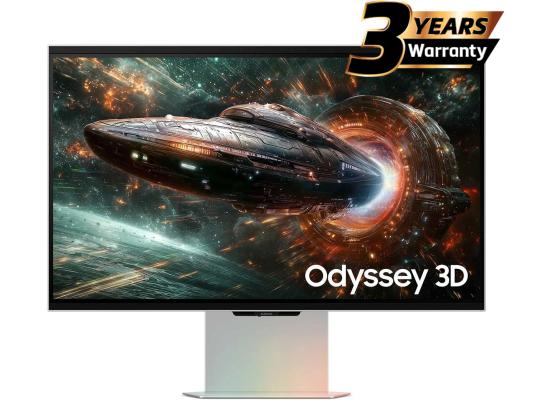 Samsung Odyssey 3D (FG900) 27" Flat Monitor 4K (3840 x 2160) 165Hz, 1ms(GTG), IPS, HDR10+, 99% sRGB, HDMI 2.1, AI 3D Video Conversion, Eye-Tracking Cameras w/ Sleek Metal Design, Ergonomic Stand & Spatial Audio Speakers (Mercury Silver)