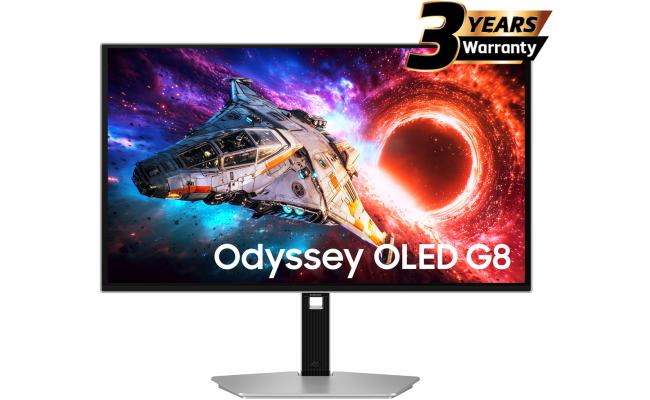 Samsung Odyssey G8 (2026) (HG802) 27" Flat Monitor OLED 4K (3840 x 2160) 0.03 (GTG), 10Bit, HDR10+, 99% DCI Coverage, HDMI 2.1, G-Sync Compatible, New Design, Ergonomic Stand Samsung Odyssey G8 (2026) (HG802) 27" Flat Monitor OLED 4K (3840 x 2160) 0.03 (GTG), 10Bit, HDR10+, 99% DCI Coverage, HDMI 2.1, G-Sync Compatible, New Design, Ergonomic Stand