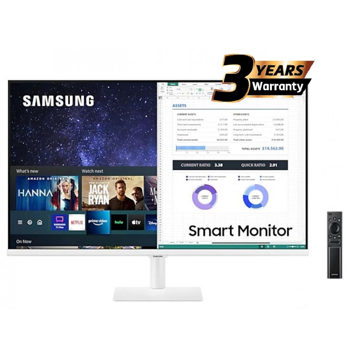 SAMSUNG M5 32" FHD HDR10 Smart Monitor - with Netflix, YouTube, HBO, Prime Video and Apple TV Streaming , White