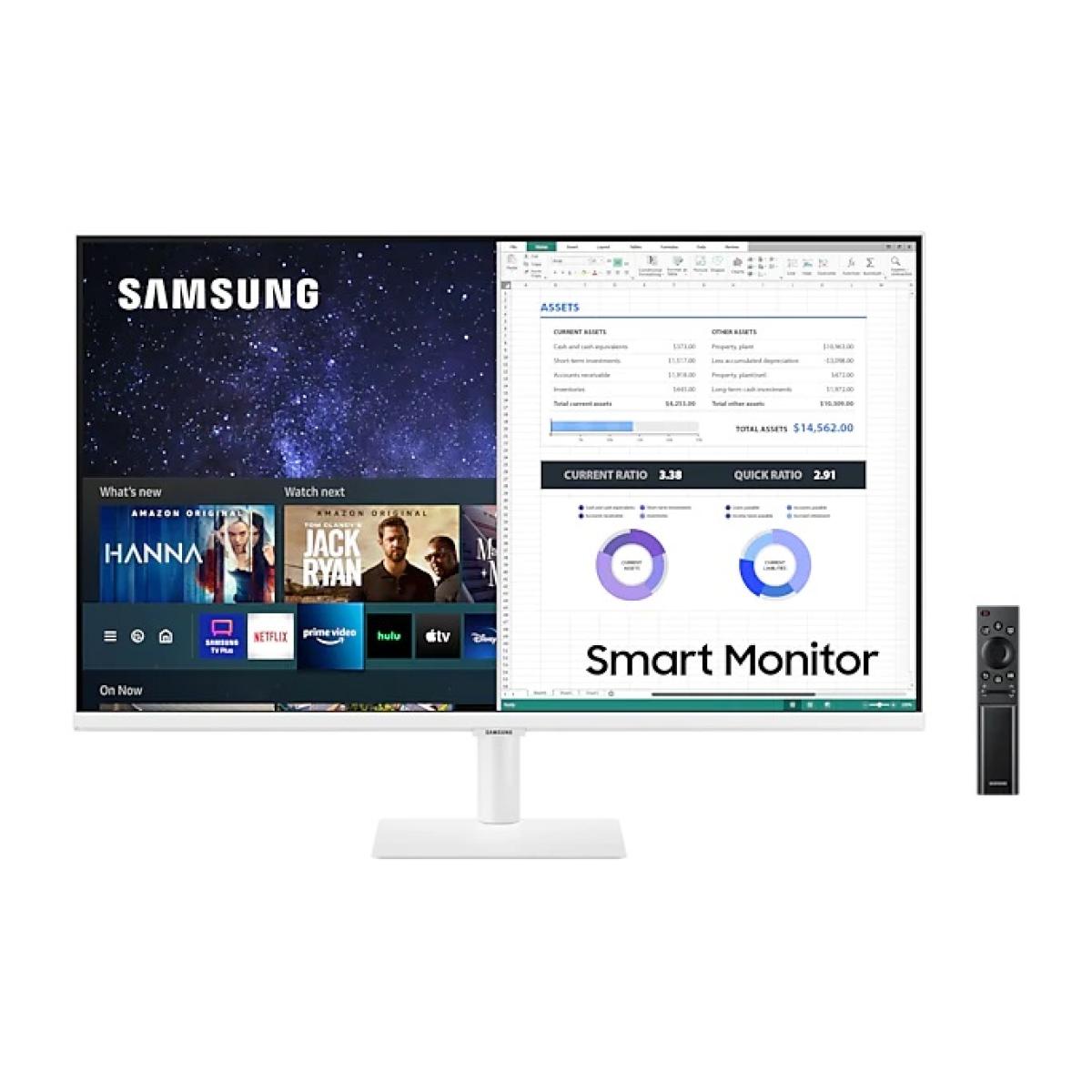 SAMSUNG M5 27" FHD HDR10 Smart Monitor - with Netflix, YouTube, HBO, Prime Video and Apple TV Streaming - White