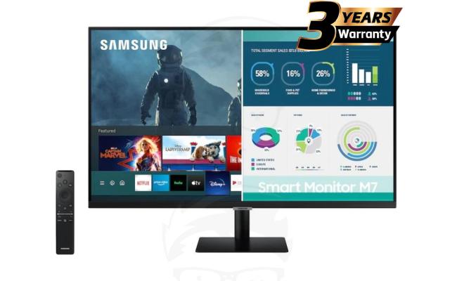 SAMSUNG M7 32" 4K UHD HDR10+ Smart Monitor, USB-C Connection Type - with Netflix, YouTube, HBO, Prime Video and Apple TV Streaming , Black