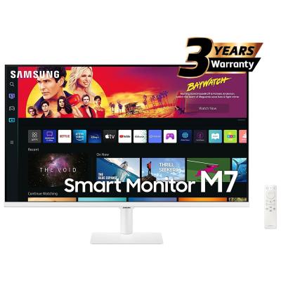 SAMSUNG M7 (BM701) 32" 4K UHD HDR10+ Smart Monitor w/ Speakers, 4ms (GTG),1B Colors & USB Ports USB-Type C w/ Netflix, YouTube, Apple TV Streaming - White