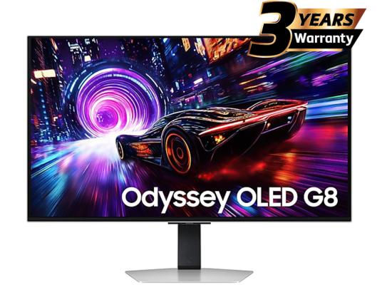 Samsung Odyssey OLED G8 (Non Smart) (FG810) 27" Flat Monitor 4K (3840 x 2160) 240Hz, 0.03ms(GTG), QD-OLED, HDR10+, 99% DCI Coverage, HDMI 2.1, Core Sync w/ Sleek Metal Design, Ergonomic Stand