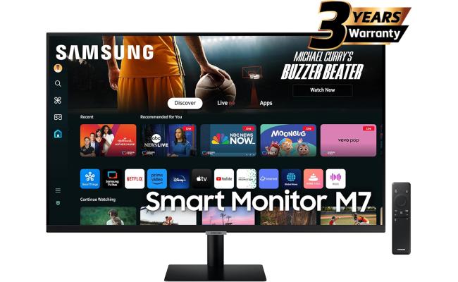 Samsung M7 (FM700) Smart Samsung Vision AI 32" 4K UHD Flat Business Monitor, One UI Tizen OS, VA, 60Hz, 4ms(GTG), HDR10, 1B Colors, USB Type-C w/ Speakers & Remote Control