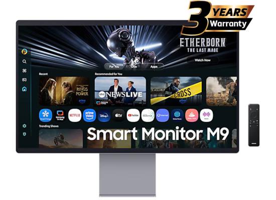Samsung M9 (M902) Smart AI 32" OLED 4K Flat Monitor, QD-OLED, 165Hz, 0.03ms(GTG), HDR10+, 100% sRGB, Vision AI w/ Metal Slim Design, 4K Camera, USB Type-C, Ergonomics & Adaptive Sound Pro Speakers (Eclipse Silver)