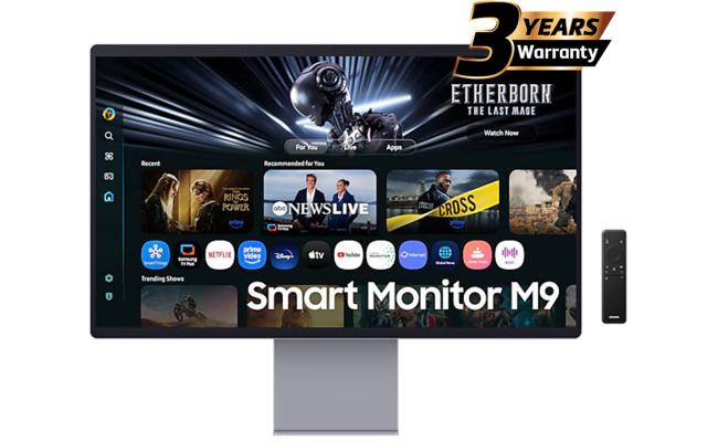 Samsung M9 (M902) Smart AI 32" OLED 4K Flat Monitor, QD-OLED, 165Hz, 0.03ms(GTG), HDR10+, 100% sRGB, Vision AI w/ Metal Slim Design, 4K Camera, USB Type-C, Ergonomics & Adaptive Sound Pro Speakers (Eclipse Silver)