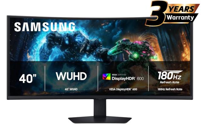 Samsung Odyssey G7 (2025) (FG750) 40" Curved Monitor VA 5K2K / WUHD (5120 x 2160) 180Hz 1ms(GTG), 10Bit, HDR10+, 99% sRGB, HDMI 2.1, FreeSync Premium Pro w/ New Design, Core Sync, Ergonomic Stand