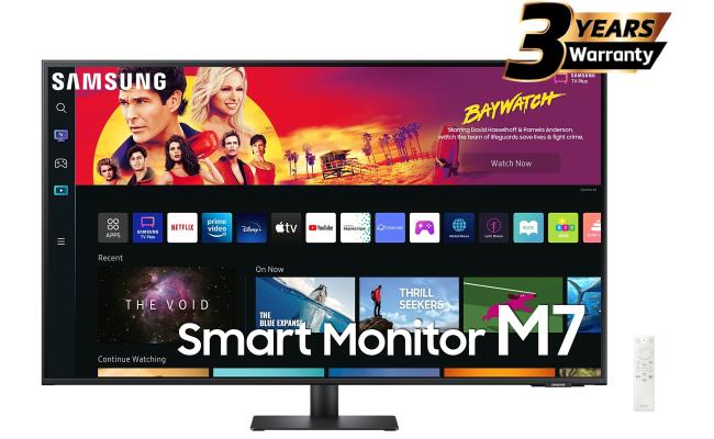 SAMSUNG M7 (BM700) 43" 4K UHD HDR10+ Smart Monitor w/ Speakers, 4ms (GTG),1B Colors & USB Ports USB-Type C w/ Netflix, YouTube, Apple TV Streaming