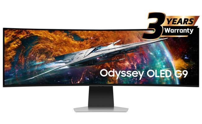 Samsung Odyssey OLED G9 (CG95) 49" DQHD Curved Smart Gaming Monitor w/ Neo Quantum Processor Pro,  (QD OLED), 240Hz, 0.03ms(GTG), HDR10+, 10bit, 1B Colors, FreeSync Premium Pro, w/ Core Sync, Speakers &  Ergonomic Stand