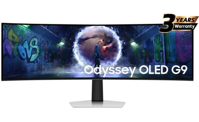Samsung Odyssey OLED G9 (DG932) 49" DQHD Curved Gaming Monitor (QD OLED), 240Hz, 0.03ms(GTG), HDR10+, 10bit, 1B Colors, G-Sync Compatible, w/ Core Sync &  Ergonomic Stand