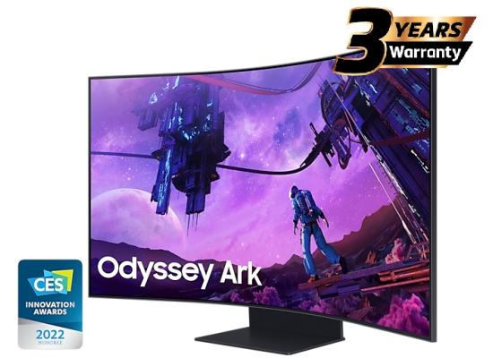 Samsung Odyssey ARK Smart 55" 4K UHD Curved Quantum Matrix Mini-Led, 165Hz 1ms(GTG), HDR 2000, 95% DCI Coverage PRO Colors, FreeSync Premium Pro, w/ Dolby Atmos Speakers & HAS Stand