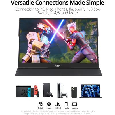 Portable Monitor 15.6" IPS 1080P 60HZ, USB C HDMI Gaming Ultra-Slim IPS Display &HDR Plug&Play, External Monitor for Laptop PC Phone Mac (15.6'' 1080P)