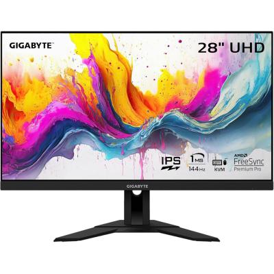 GIGABYTE 28" 4K UHD (3840 x 2160) Flat Gaming Monitor, SS IPS, 144Hz,1ms GTG, 120% sRGB, HDMI 2.1 w/ Ergonomic Stand, USB Type-C, KVM & Speakers
