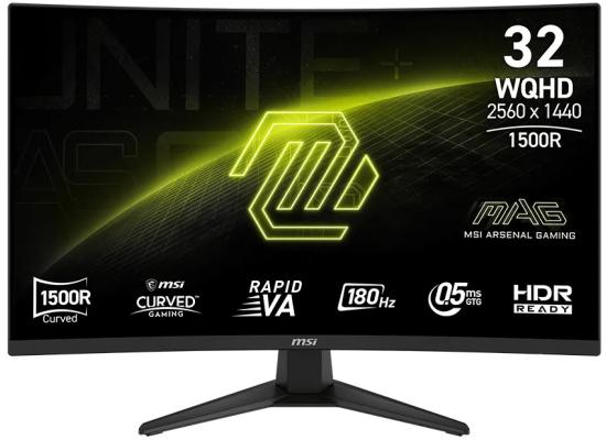 MSI MAG 321CQF E18 32" 2K (2560 x 1440) Curved Monitor Rapid VA, 180Hz, 0.5ms (GTG), 124% sRGB, HDR Ready, AMD FreeSync, 1B Colors, AI Vision For Enhanced Overall Picture