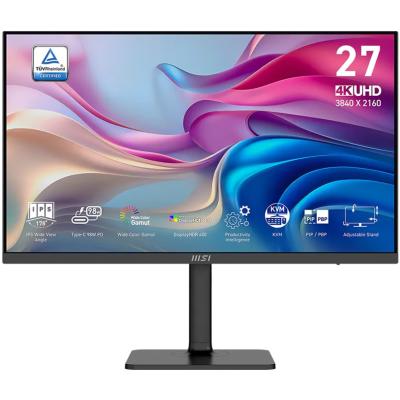 MSI Modern MD272UPHG 27" 4K UHD IPS USB Type-C 98W PD, Flat Business Monitor, 60Hz, 4MS,10 Bit, DCI-P3 97% HDR400, Adjustable Stand, Bezel-Less Display w/ KVM & Speakers