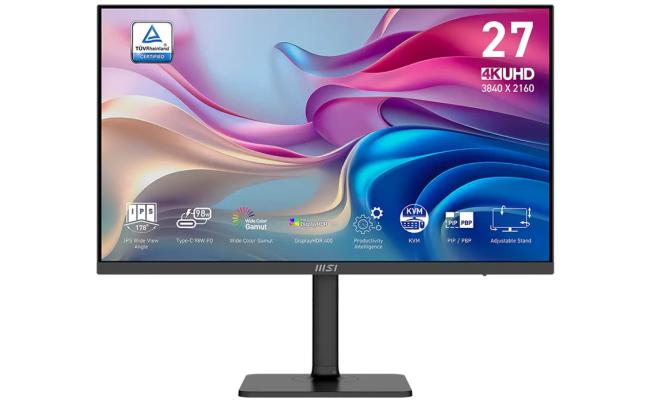 MSI Modern MD272UPHG 27" 4K UHD IPS USB Type-C 98W PD, Flat Business Monitor, 60Hz, 4MS,10 Bit, DCI-P3 97% HDR400, Adjustable Stand, Bezel-Less Display w/ KVM & Speakers MSI Modern MD272UPHG 27" 4K UHD IPS USB Type-C 98W PD, Flat Business Monitor, 60Hz, 4MS,10 Bit, DCI-P3 97% HDR400, Adjustable Stand, Bezel-Less Display w/ KVM & Speakers
