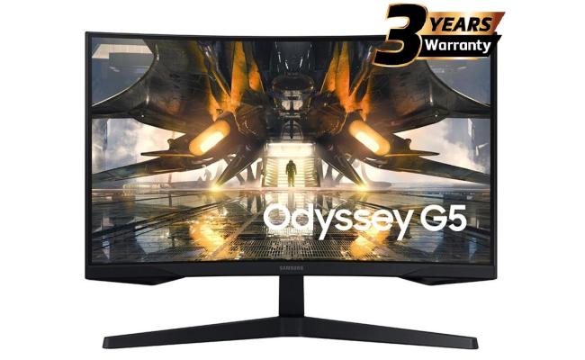 Samsung Odyssey G5 (S27AG55) 27" 165Hz 1Ms 2K (2560 x 1440) VA,HDR10, 1000R Curved FreeSync Premium-Black-Gaming Monitor (2022 Edition)